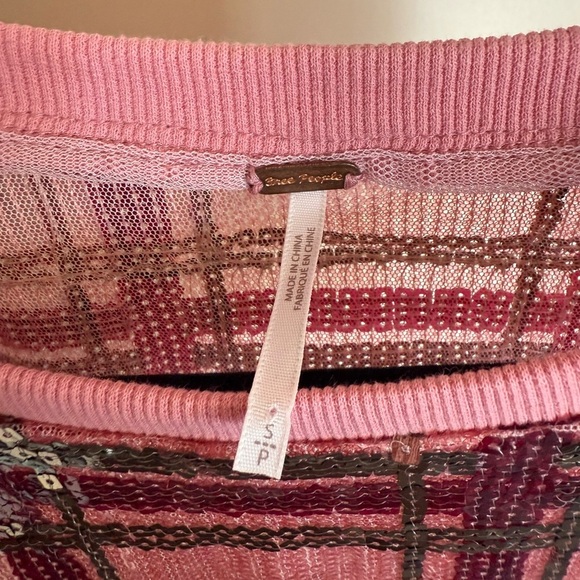 Free People Make it Easy sequins Tee size XS boxy crop - Picture 3 of 8